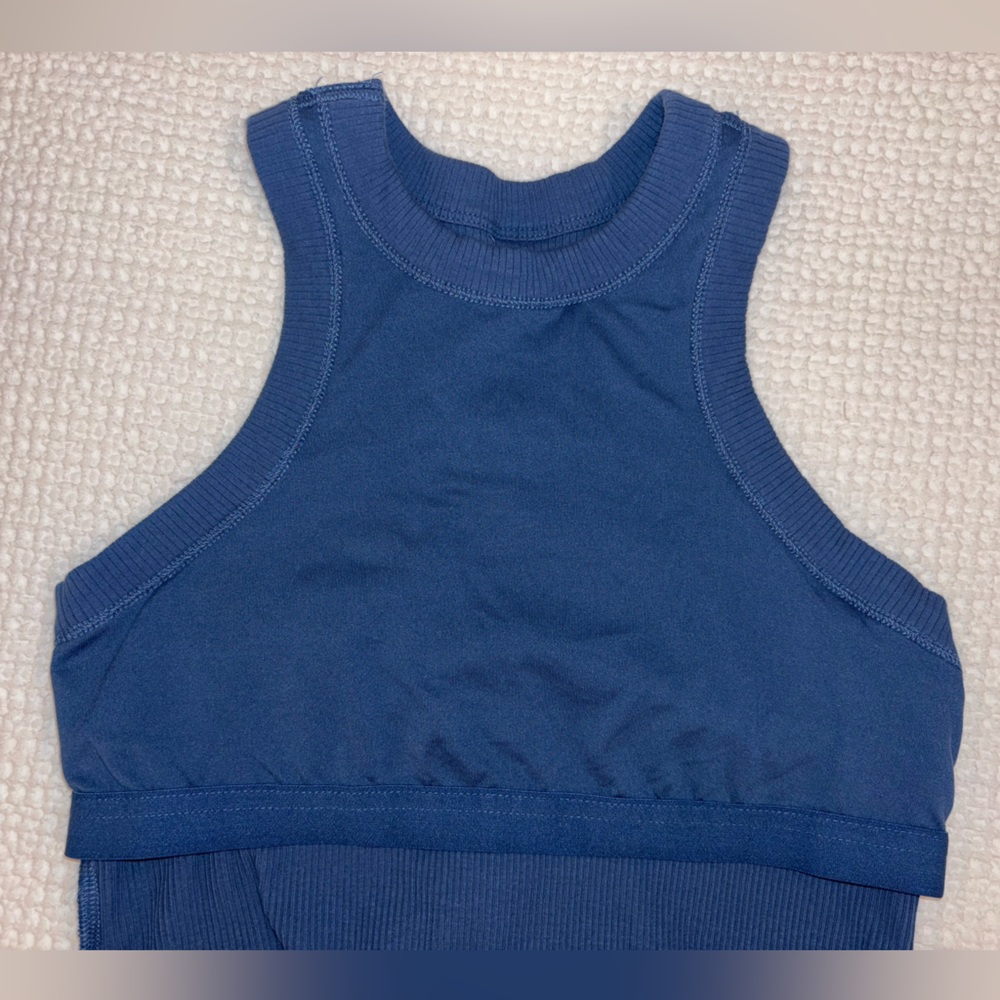 Fabletics Blue Ribbed Racerback Tank Top - Picture 9 of 12